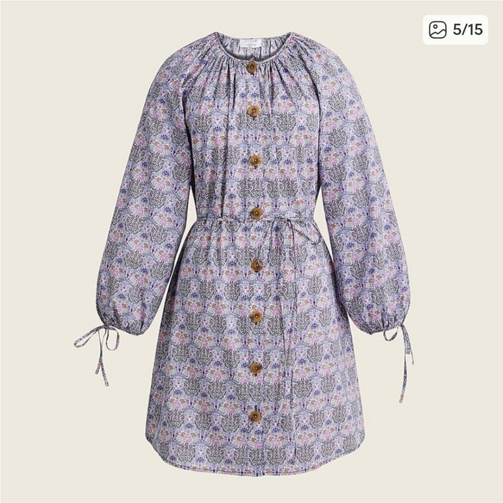 🆕️ J. Crew Liberty® Fabric Club Nouveau Button Front floral Shirt Dress medium